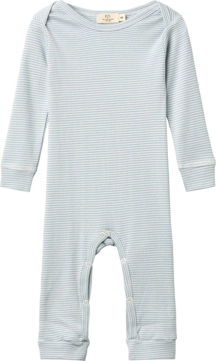 MODAL FULL BODY ROMPER - DUSTY BLUE/CREAM STRIPE