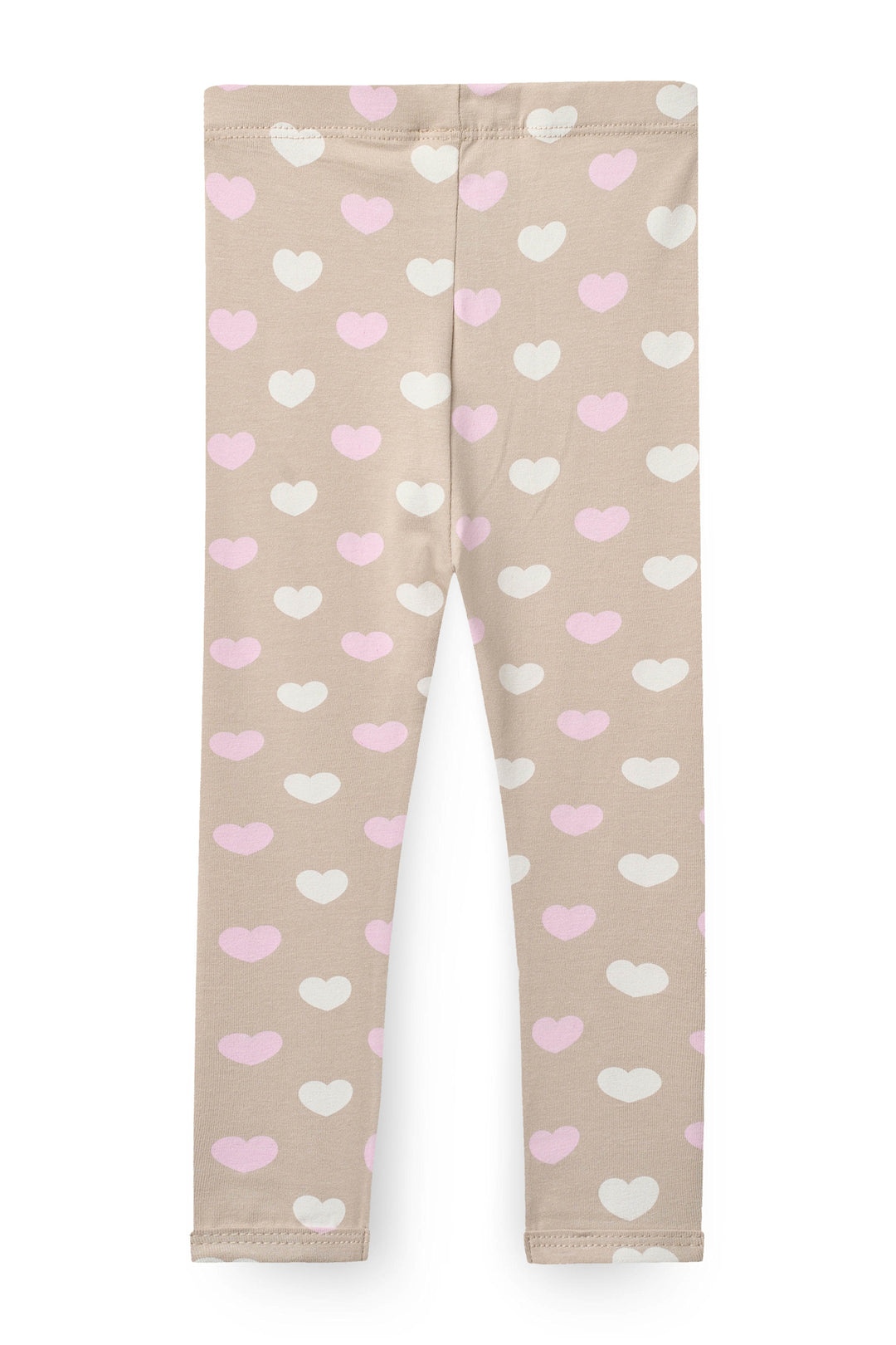 HEART AOP LEGGINGS - BEIGE W. BUBBLEGUM/CREAM