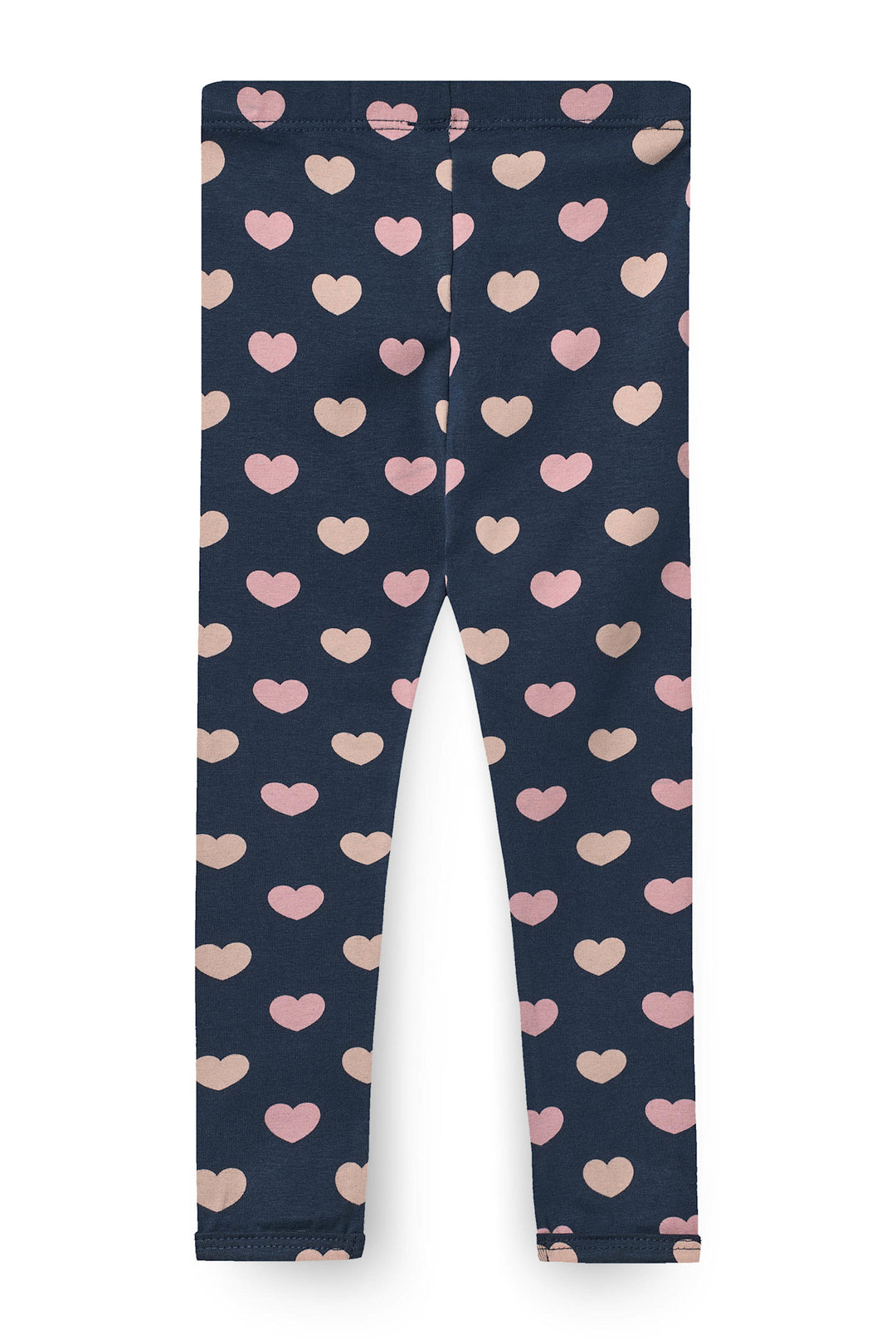 HEART AOP LEGGINGS - NAVY W BUBBLEGUM/CREAM