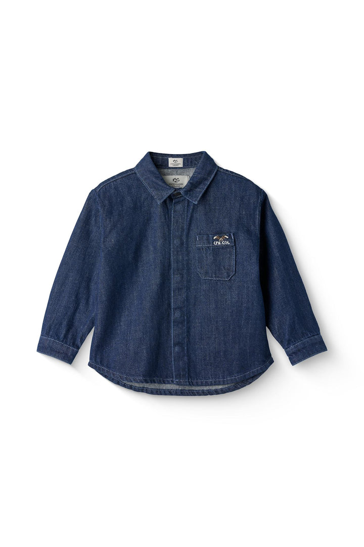 ORGANIC DENIM COWBOY SHIRT - REGULAR FIT - DARK INDIGO BLUE WASHED