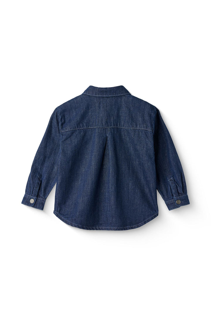 ORGANIC DENIM COWBOY SHIRT - REGULAR FIT - DARK INDIGO BLUE WASHED