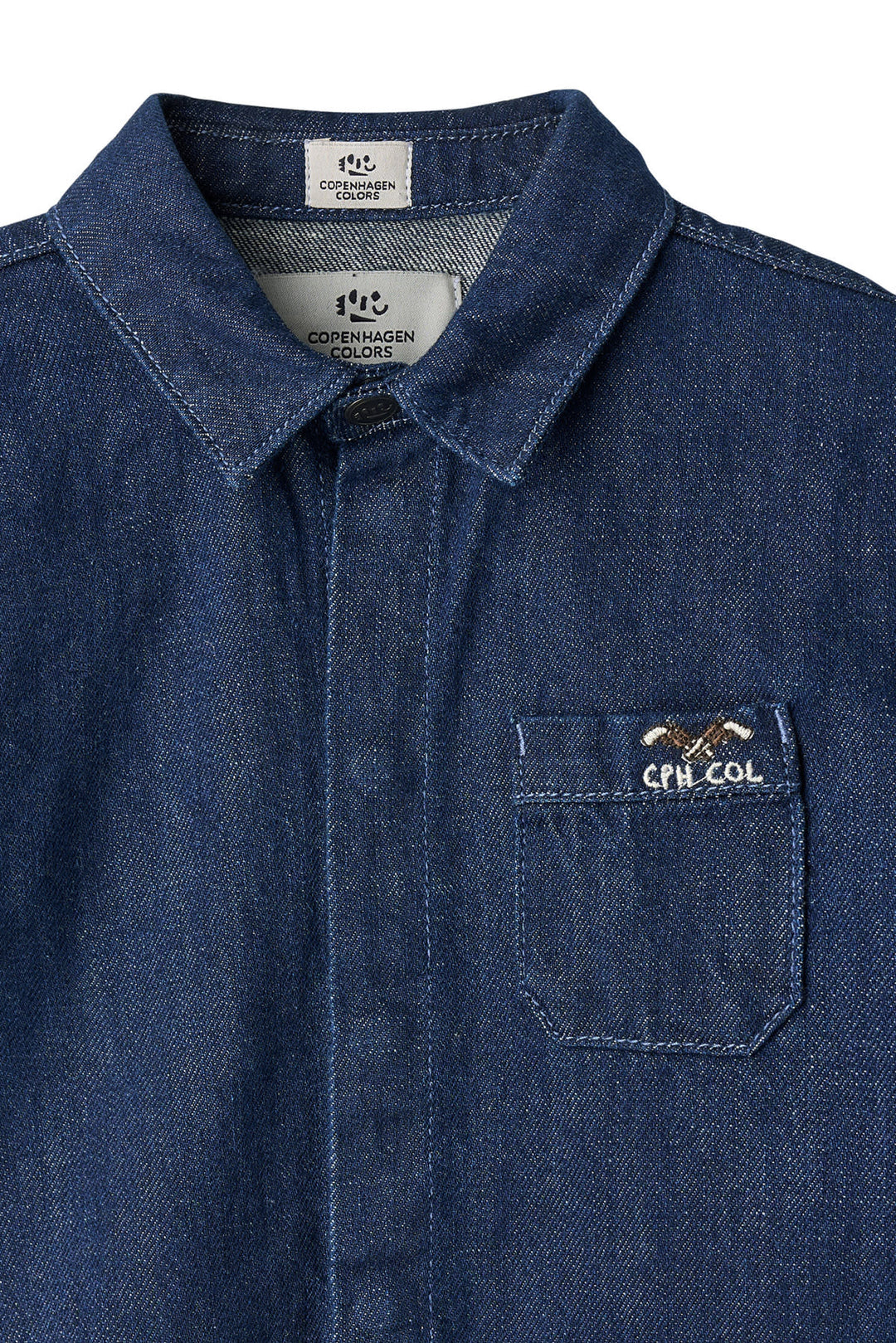 ORGANIC DENIM COWBOY SHIRT - REGULAR FIT - DARK INDIGO BLUE WASHED