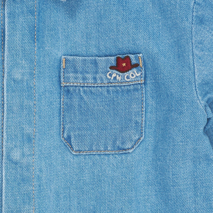 ORGANIC DENIM COWBOY SHIRT - REGULAR FIT - LT BLUE INDIGO WASHED