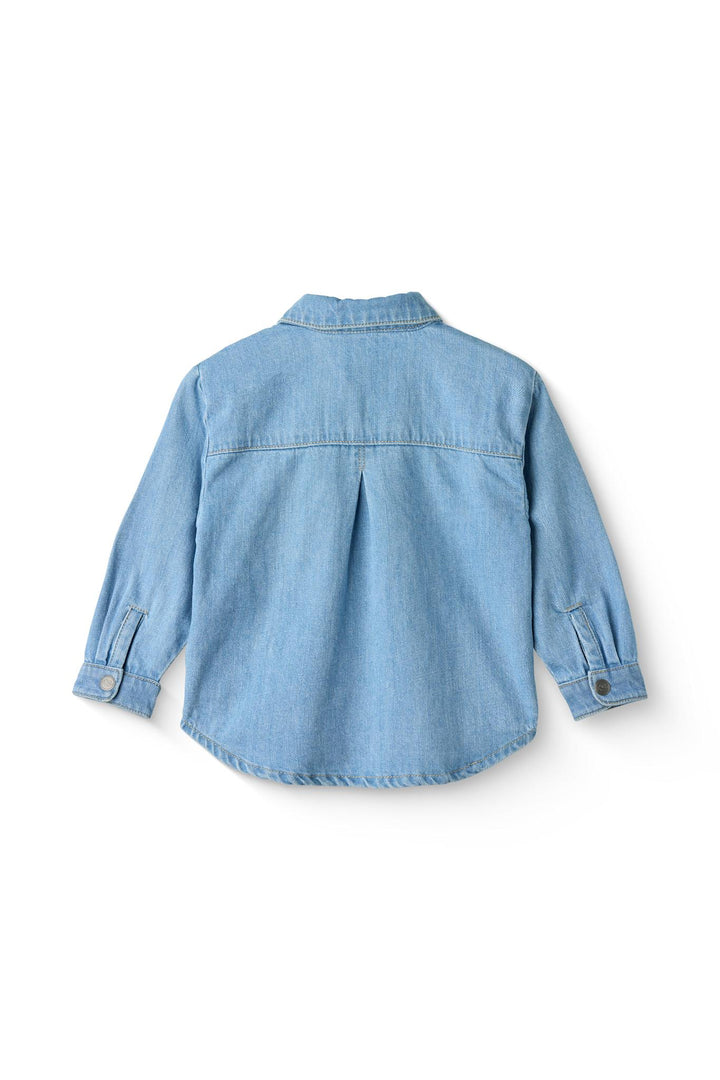 ORGANIC DENIM COWBOY SHIRT - REGULAR FIT - LT BLUE INDIGO WASHED