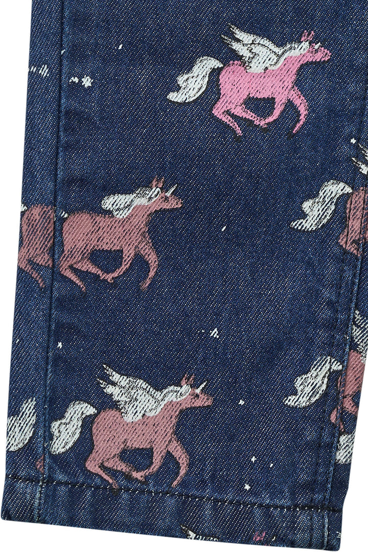 Unicorn Denim Jeans Frill at Waist - Dark Unicorn Wash