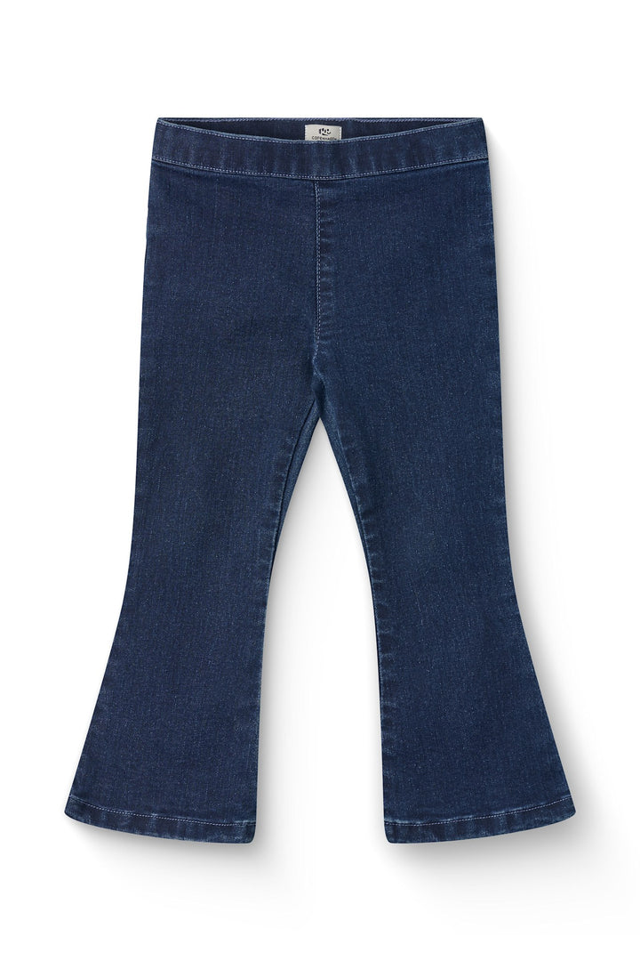 JEGGINGS W. FLARE- SUPER STRETCH - DARK INDIGO BLUE WASHED
