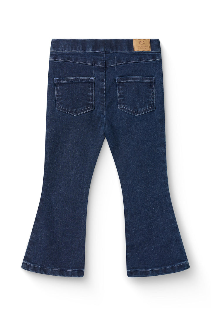 JEGGINGS W. FLARE- SUPER STRETCH - DARK INDIGO BLUE WASHED