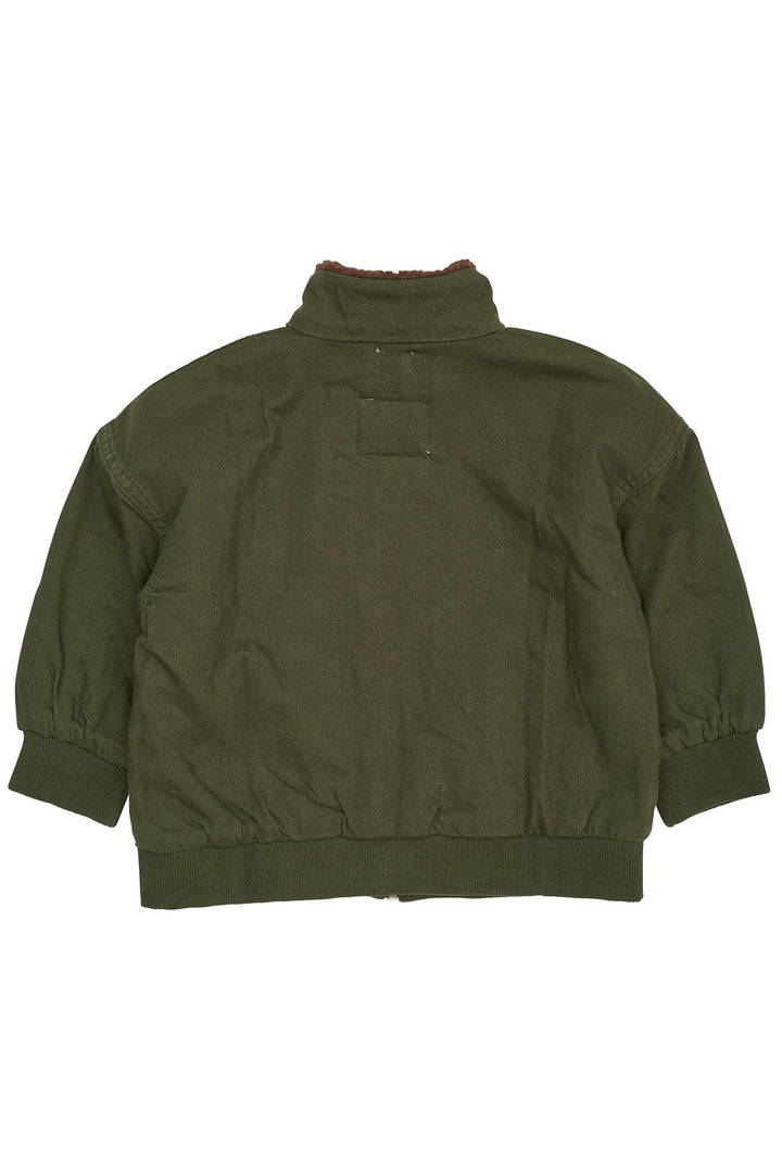 TWILL BUMPER JACKET W. SHERPA COLLAR - DK GREEN