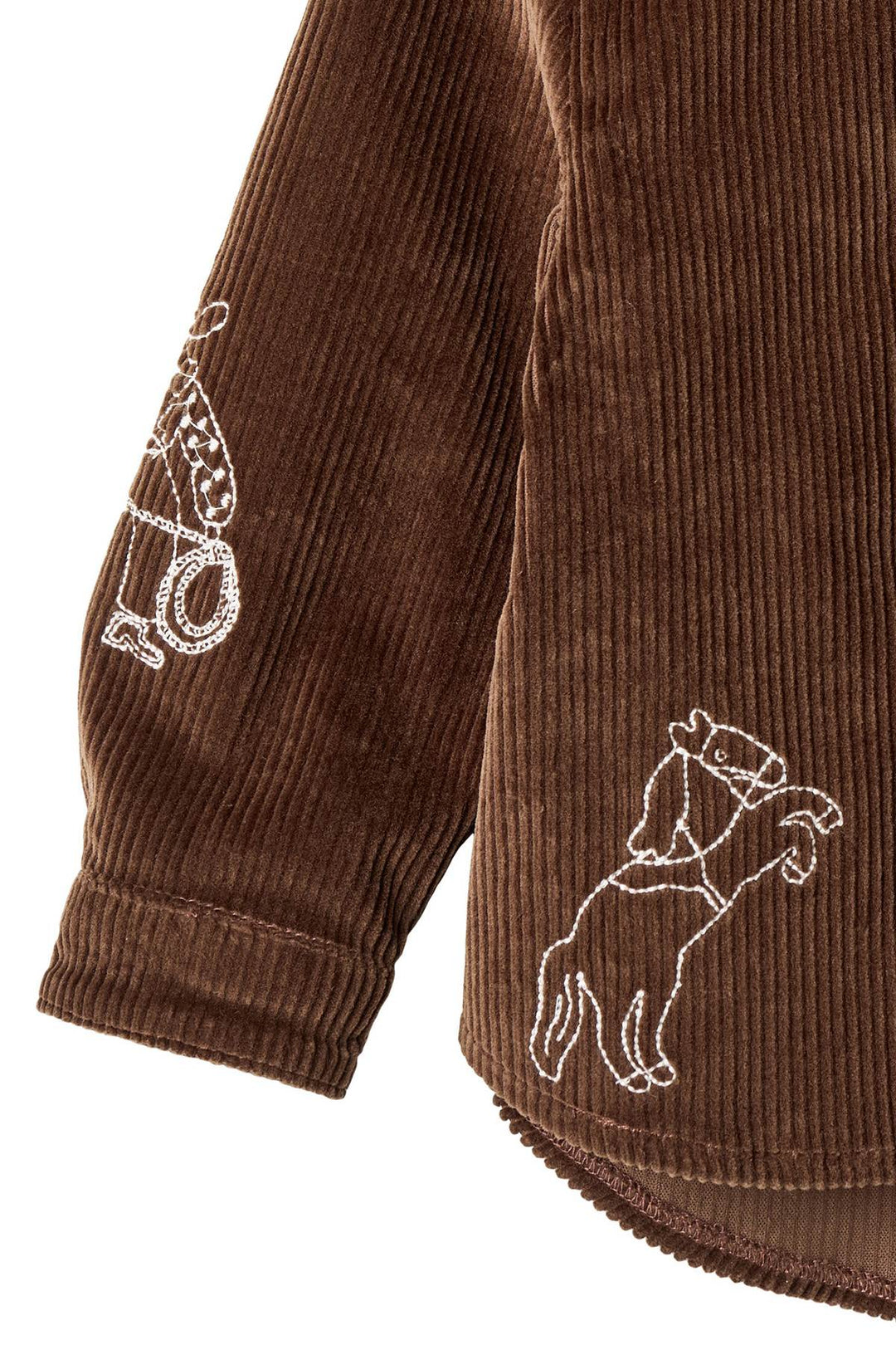 CORDUROY OVERSHIRT W. EMB. - DK BROWN COMB