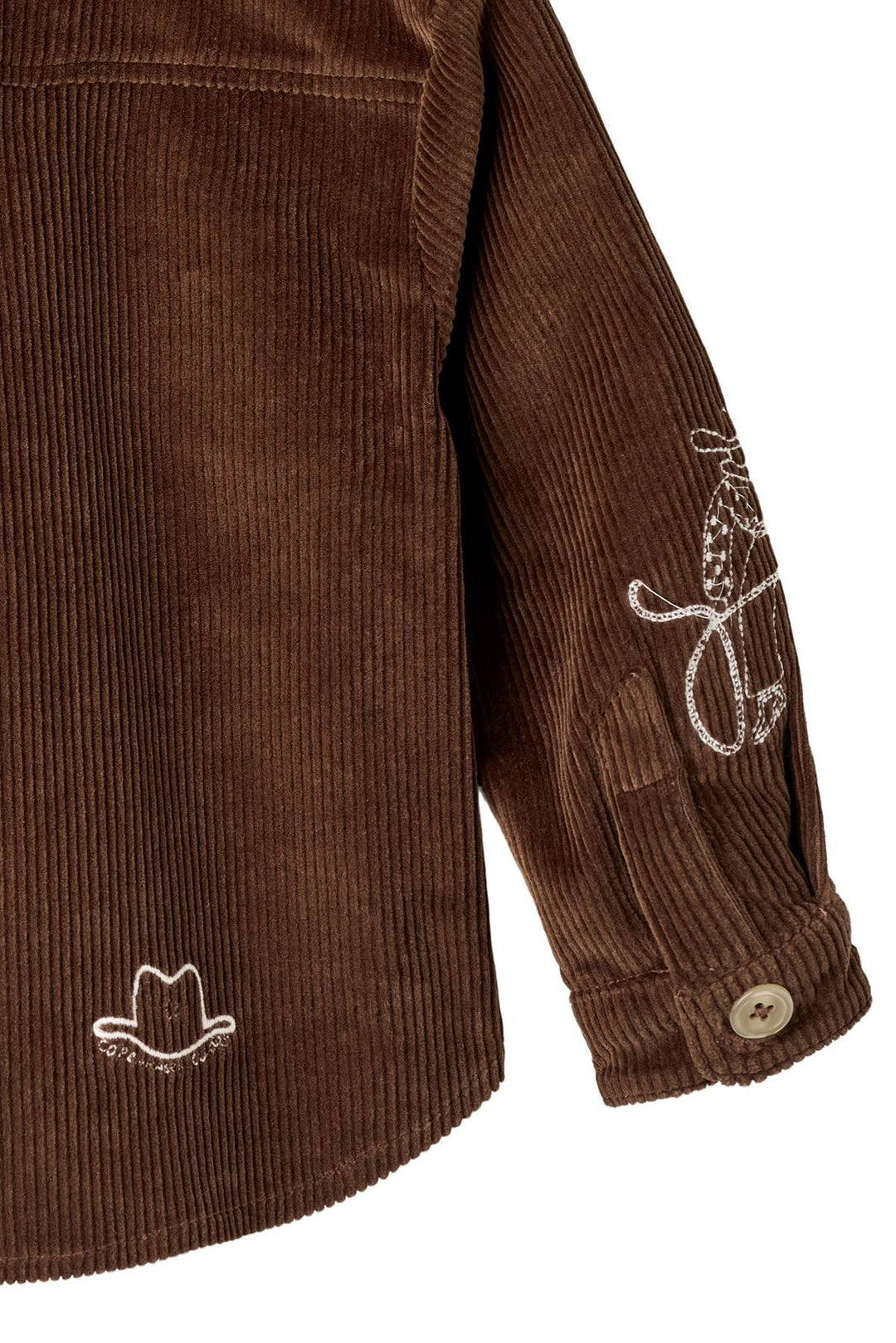 CORDUROY OVERSHIRT W. EMB. - DK BROWN COMB