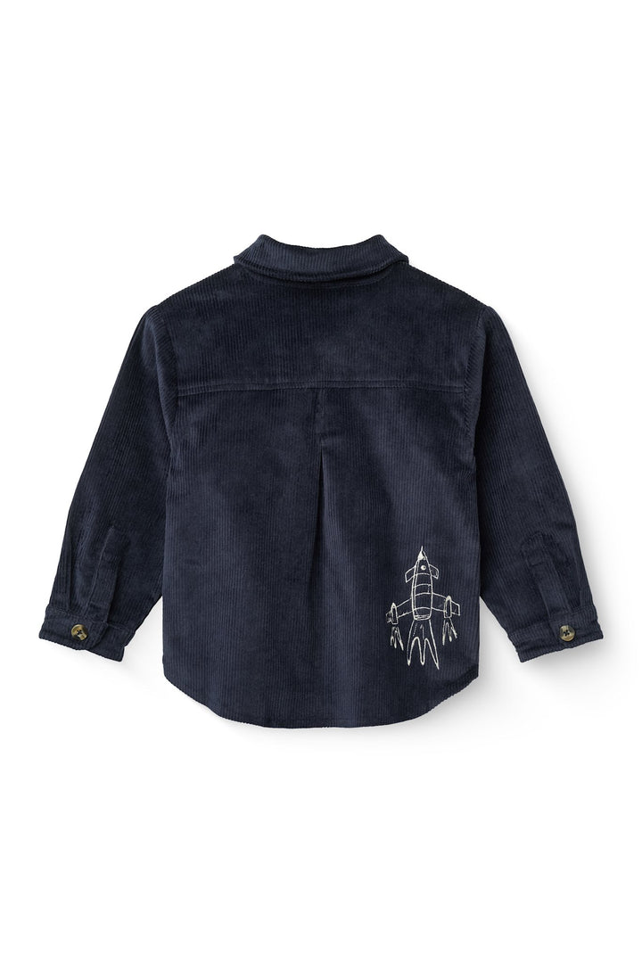 CORDUROY OVERSHIRT W. EMB. - NAVY
