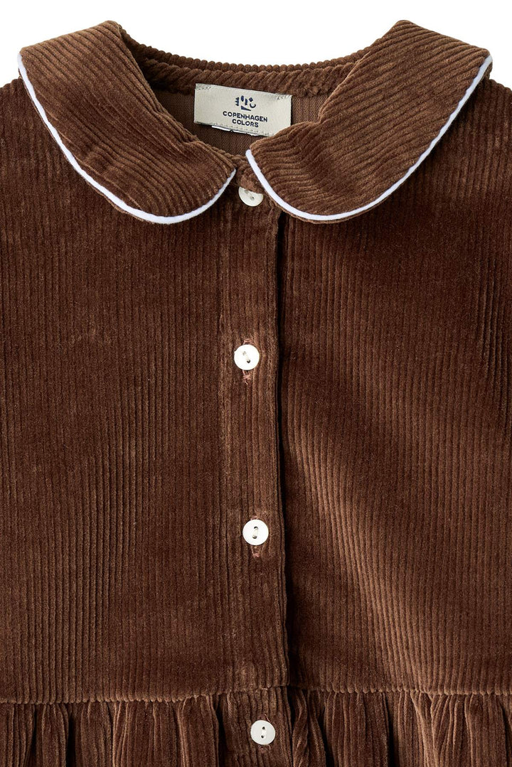CORDUROY BLOUSE W. EMB. - DK BROWN COMB