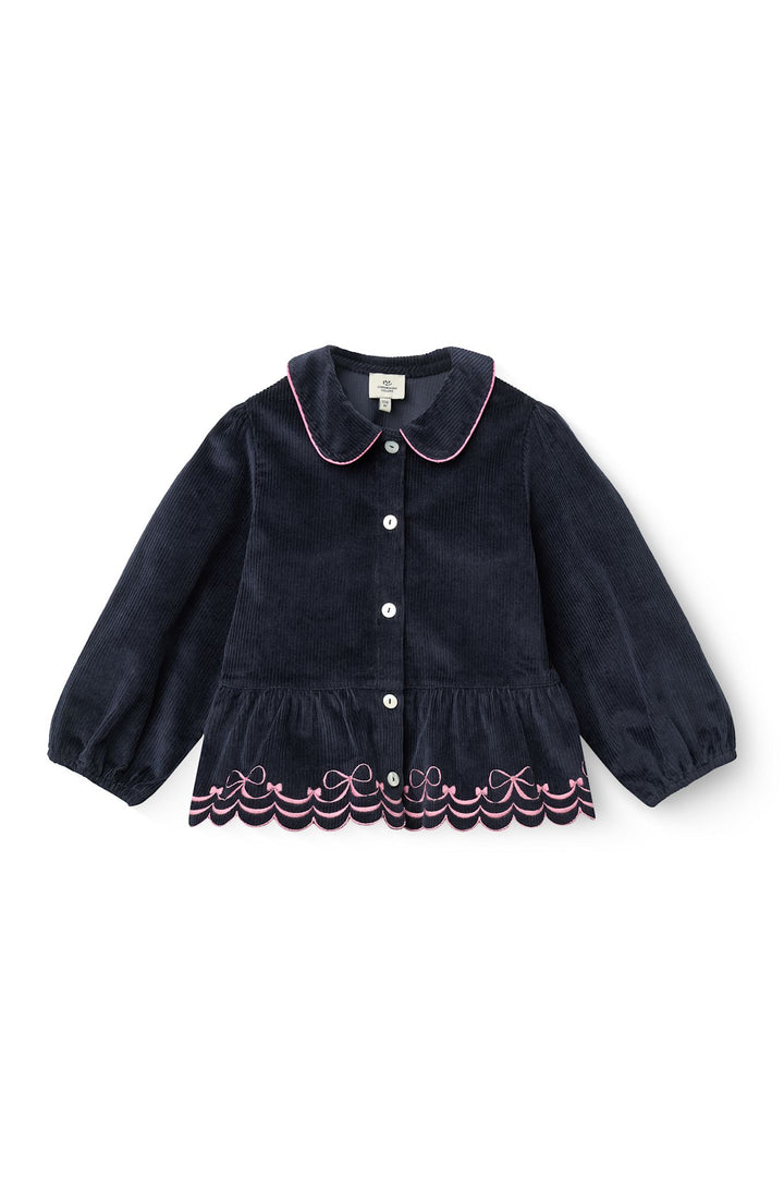 Corduroy Blouse W. Emb. - NAVY