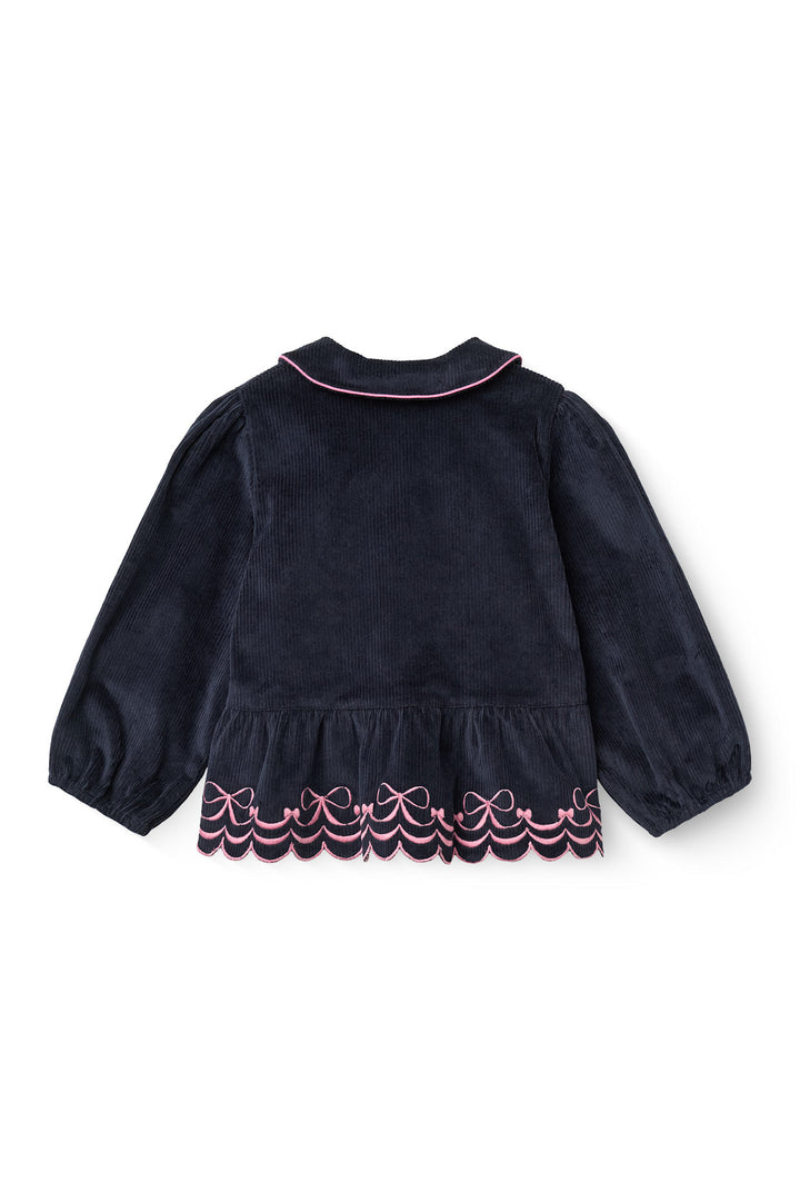 Corduroy Blouse W. Emb. - NAVY