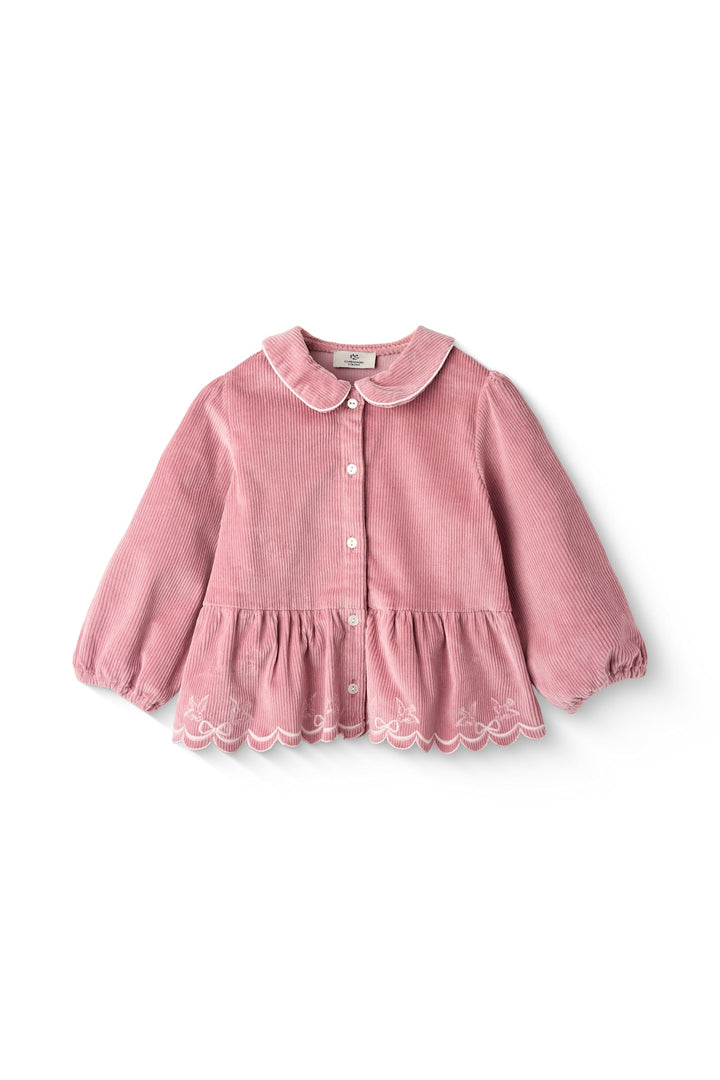 CORDUROY BLOUSE W. EMB. - ROSE COMB