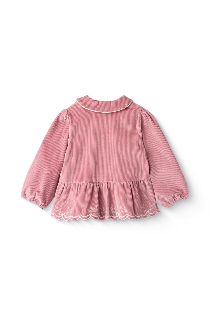 CORDUROY BLOUSE W. EMB. - ROSE COMB