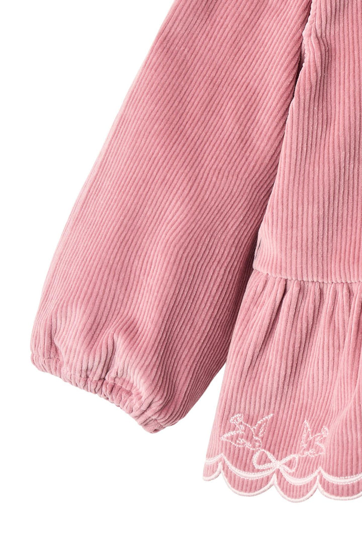 CORDUROY BLOUSE W. EMB. - ROSE COMB