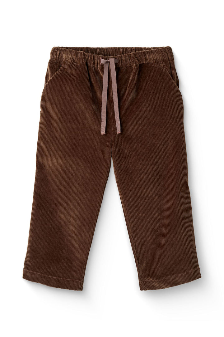CORDUROY PANT W. ADJ. WAIST - DK BROWN