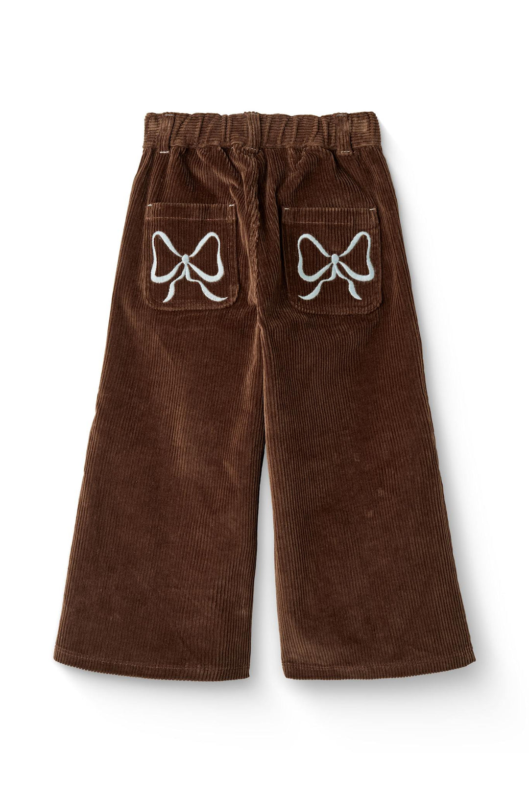 CORDUROY PANT W. WIDE LEG & EMB. AT BACKSIDE POCKET - DK BROWN COMB