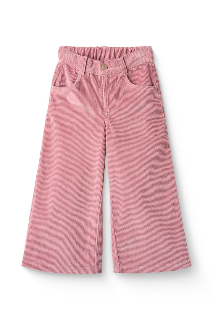CORDUROY PANT W. WIDE LEG & EMB. AT BACKSIDE POCKET - ROSE COMB