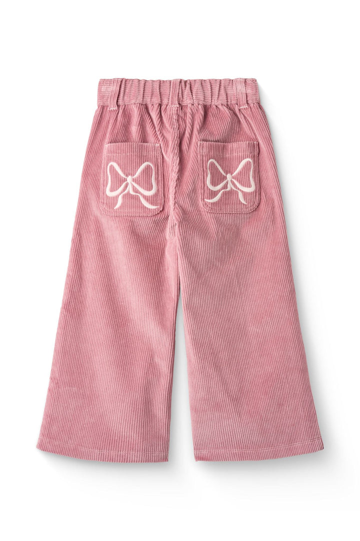 CORDUROY PANT W. WIDE LEG & EMB. AT BACKSIDE POCKET - ROSE COMB