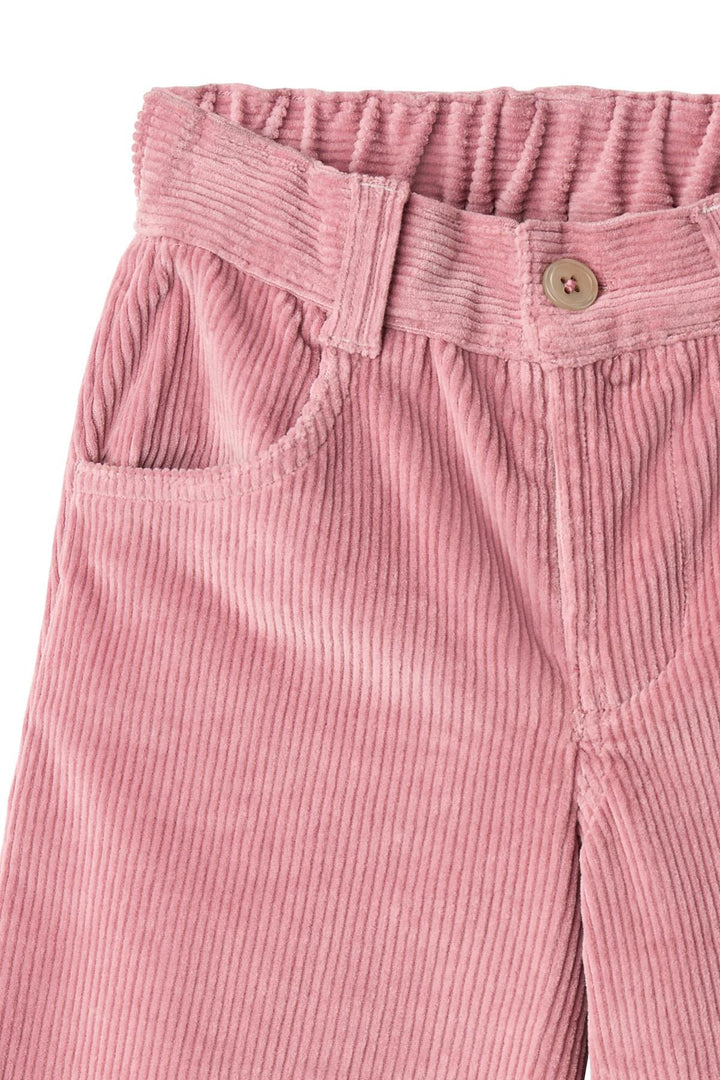 CORDUROY PANT W. WIDE LEG & EMB. AT BACKSIDE POCKET - ROSE COMB