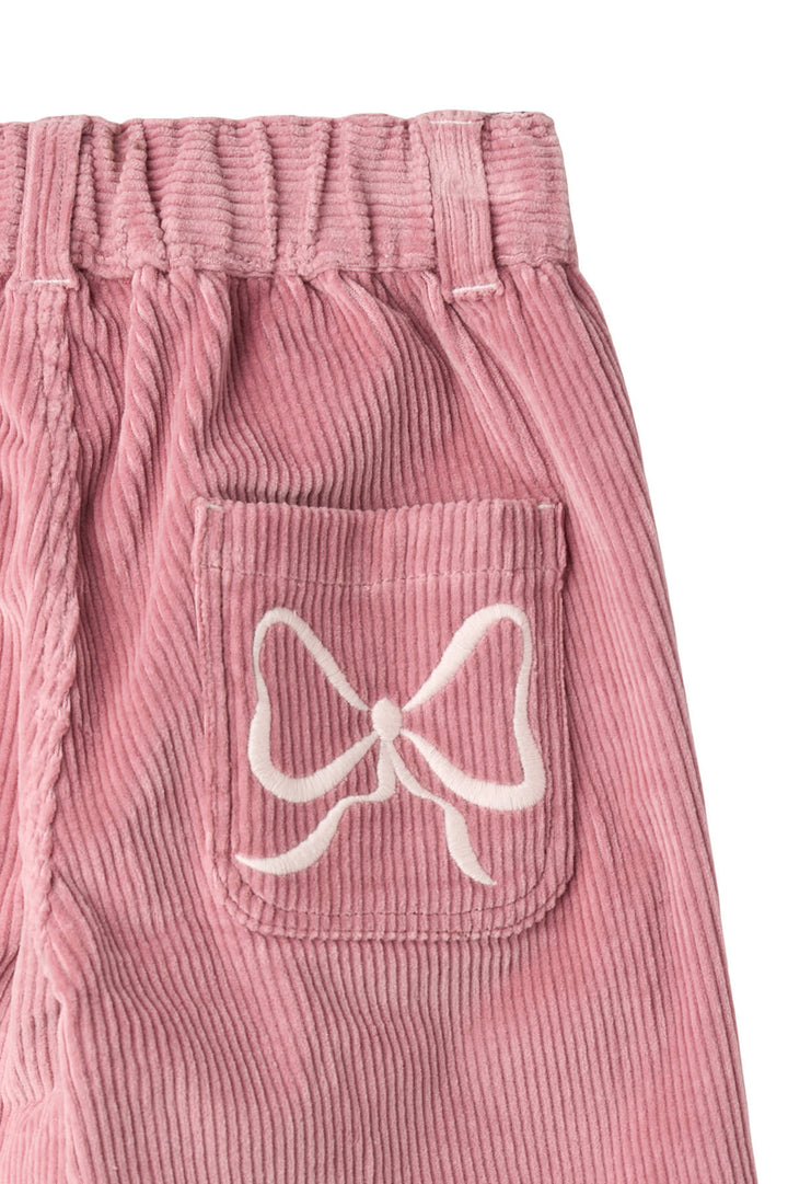 CORDUROY PANT W. WIDE LEG & EMB. AT BACKSIDE POCKET - ROSE COMB