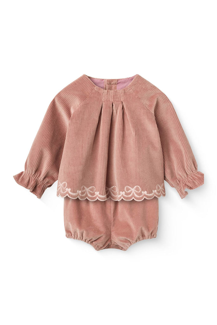 Corduroy Baby Set w. Emb. - Winter Rose