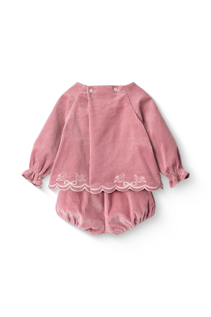 CORDUROY BABY SET W. EMB. - ROSE COMB