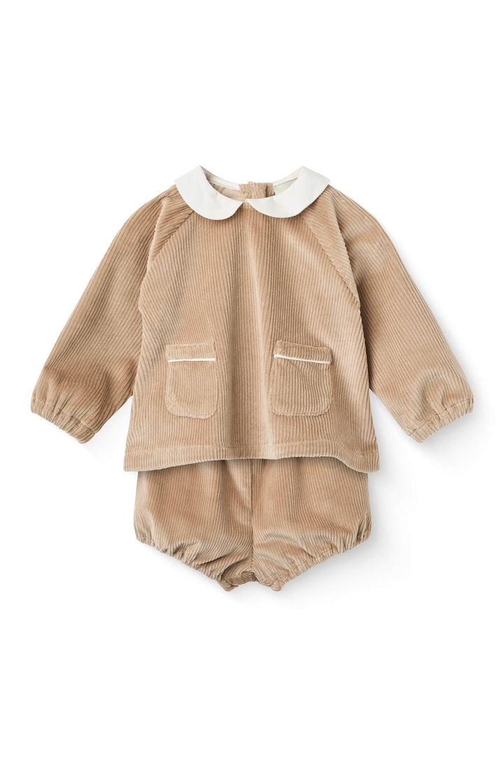 Corduroy Baby Set w. Collar - Beige