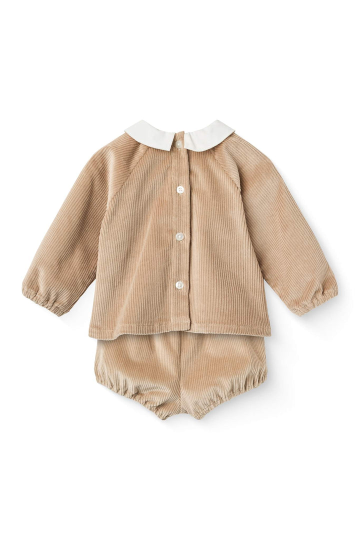 Corduroy Baby Set w. Collar - Beige