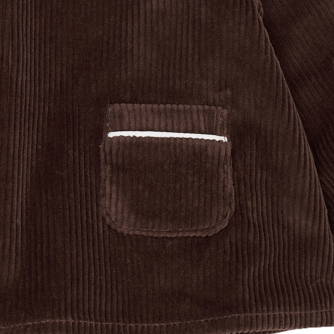 CORDUROY BABY SET W. COLLAR - DK.BROWN COMB.