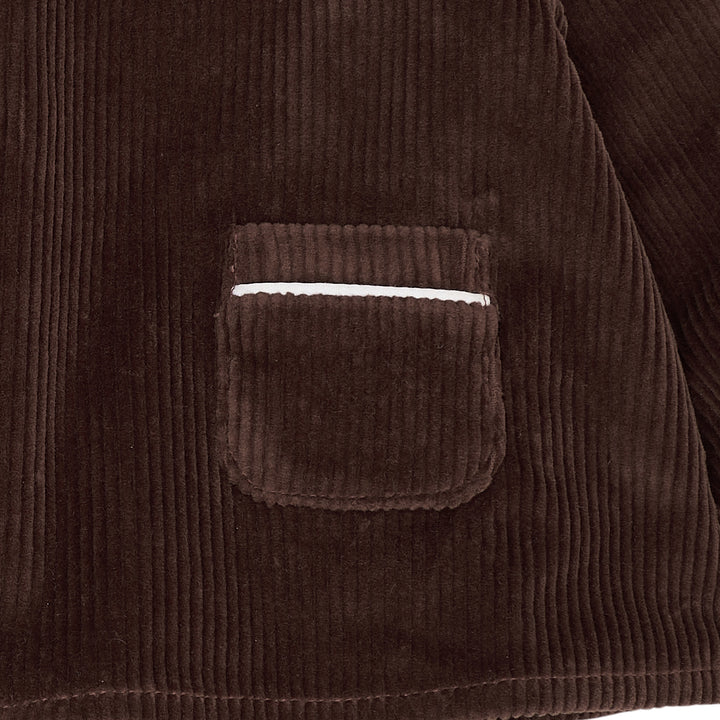 CORDUROY BABY SET W. COLLAR - DK.BROWN COMB.