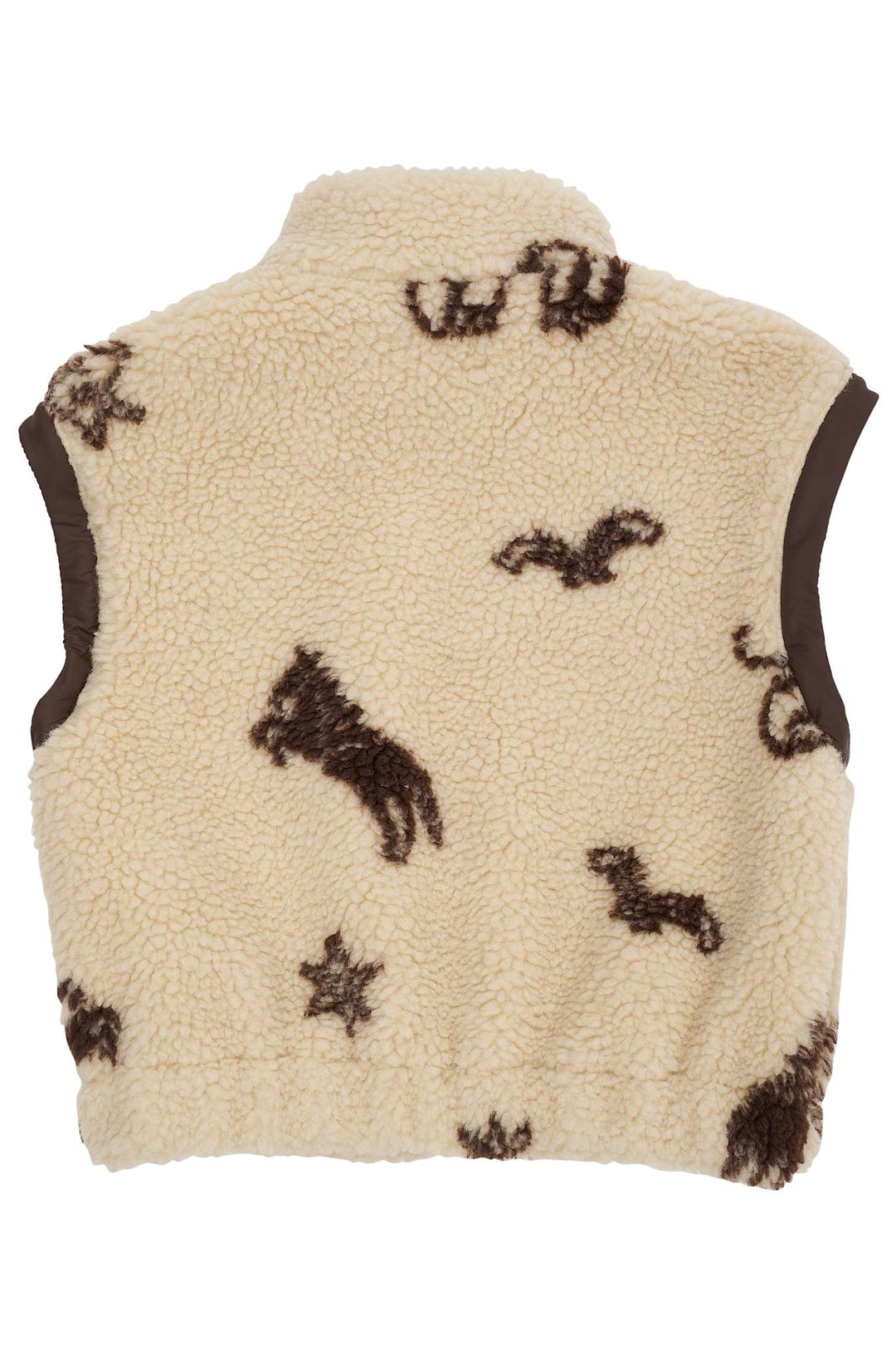 PRINTED TEDDY JACKET W. REMOVABLE SLEEVES - SAND/COWBOY COMB.