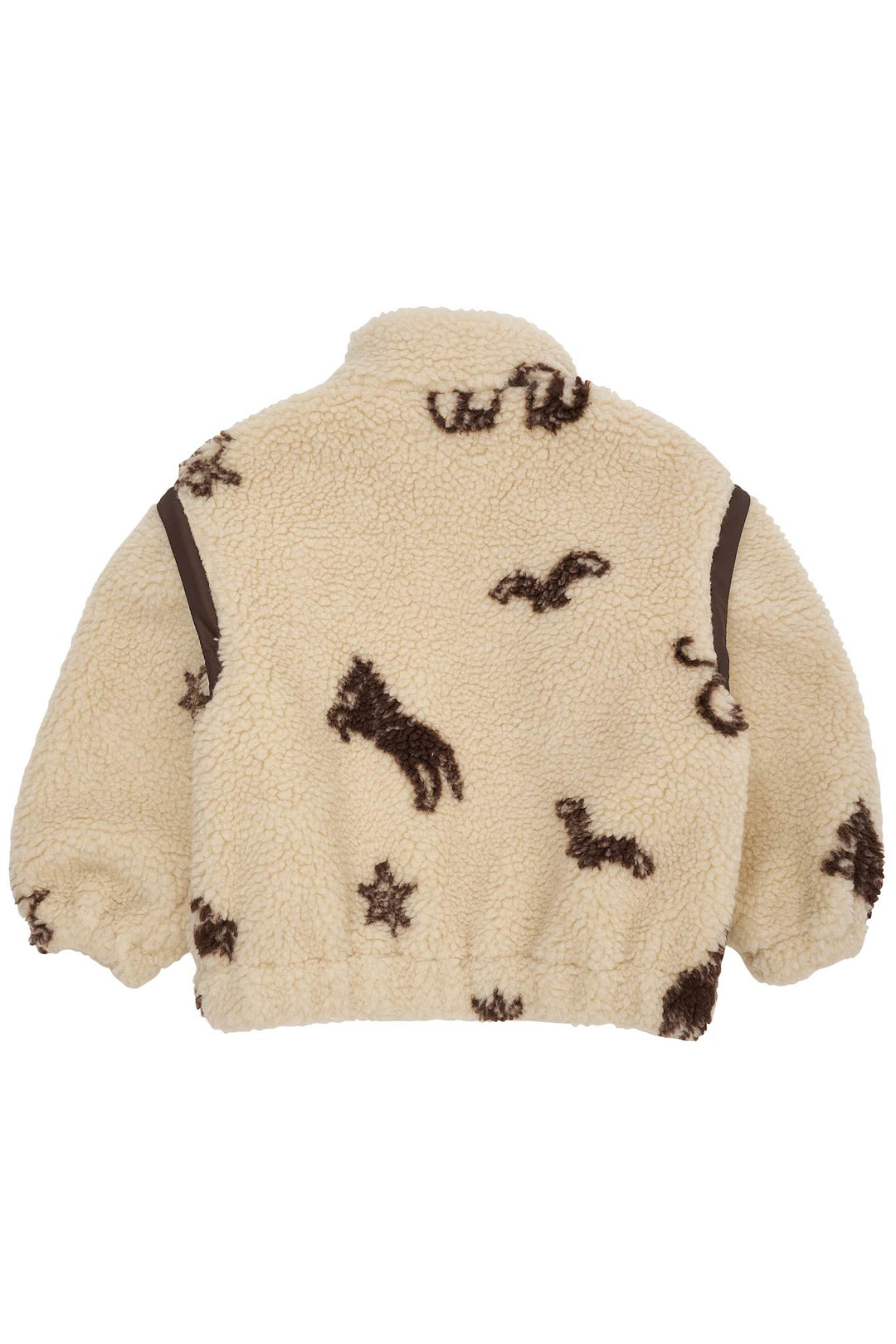 PRINTED TEDDY JACKET W. REMOVABLE SLEEVES - SAND/COWBOY COMB.