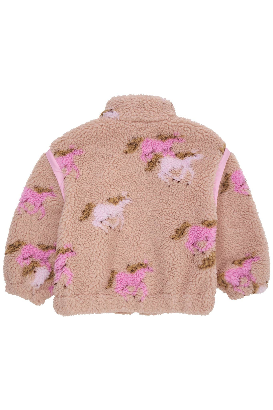 PRINTED TEDDY JACKET W. REMOVABLE SLEEVES - ROSE/UNICORN COMB.