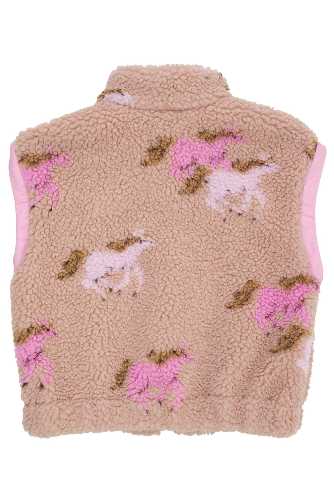 PRINTED TEDDY JACKET W. REMOVABLE SLEEVES - ROSE/UNICORN COMB.