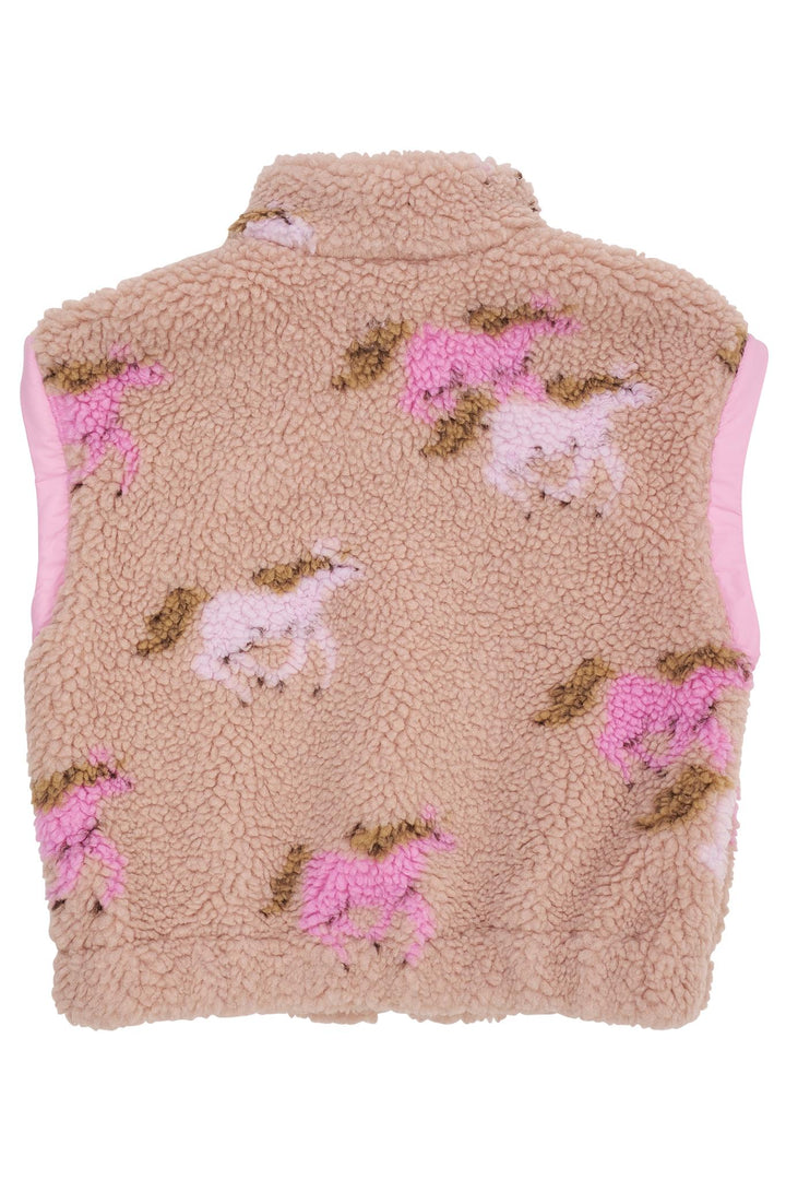 PRINTED TEDDY JACKET W. REMOVABLE SLEEVES - ROSE/UNICORN COMB.