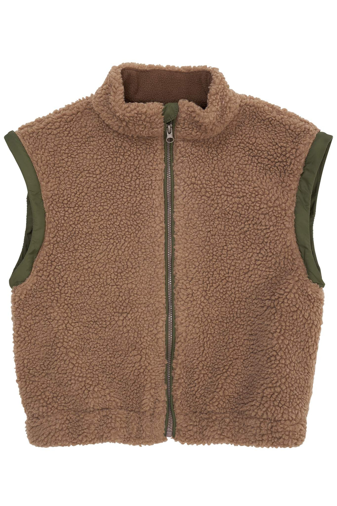 TEDDY JACKET W. REMOVABLE SLEEVES - NATURAL/GREEN COMB.