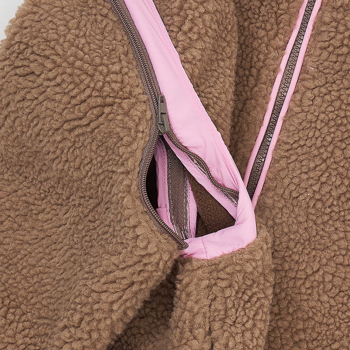 TEDDY JACKET W. REMOVABLE SLEEVES - NATURAL/PINK COMB.