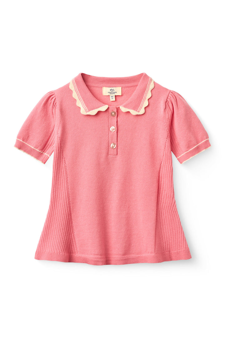 KNITTED PEPLUM BLOUSE - PINK COMB.