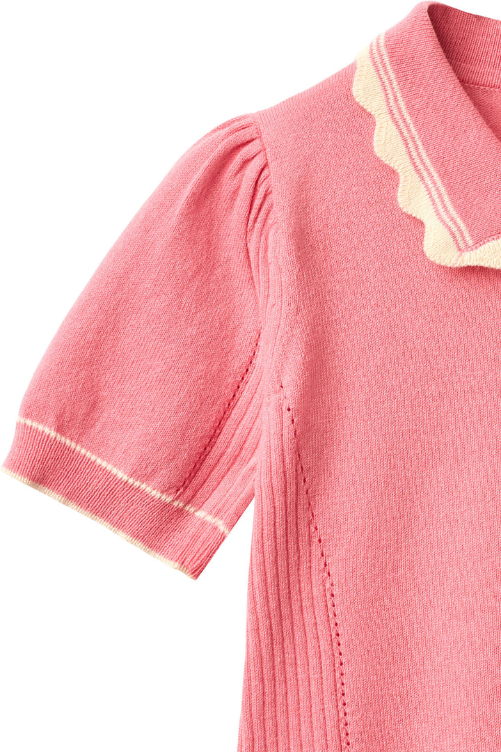 KNITTED PEPLUM BLOUSE - PINK COMB.