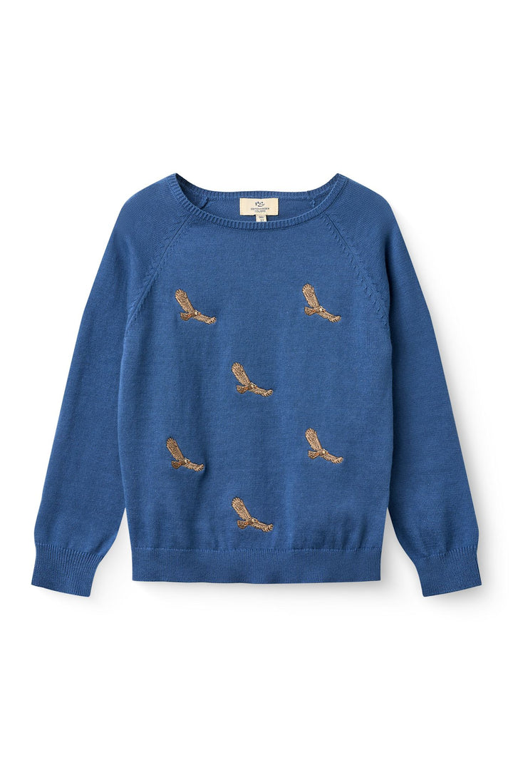 Pullover w. Embroidery - Sharp Blue Comb.