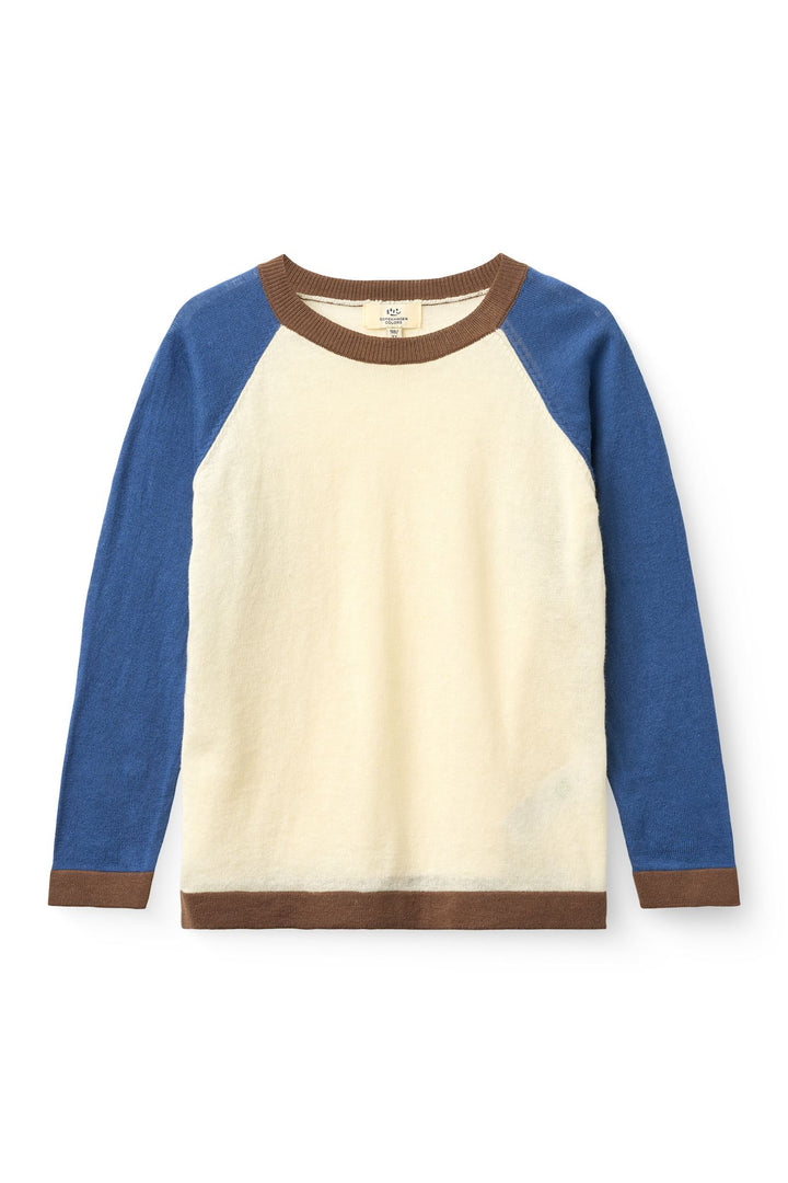 Light Knitted Color Block T-Shirt Ls - Sharp Blue Comb.