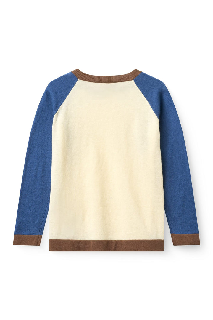 Light Knitted Color Block T-Shirt Ls - Sharp Blue Comb.