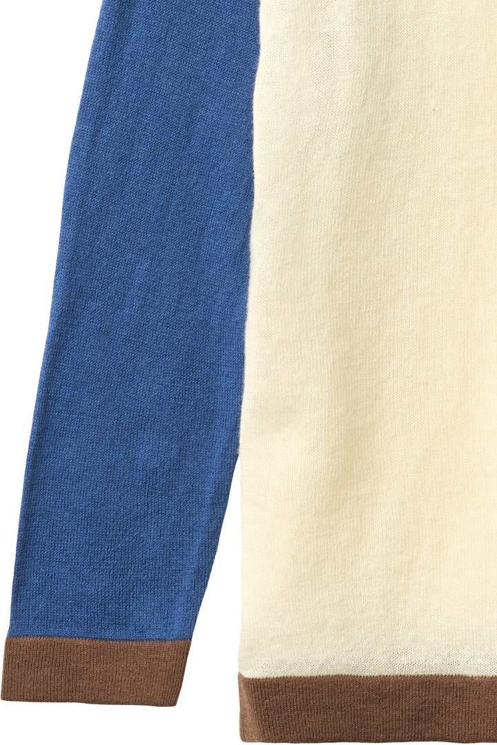 Light Knitted Color Block T-Shirt Ls - Sharp Blue Comb.