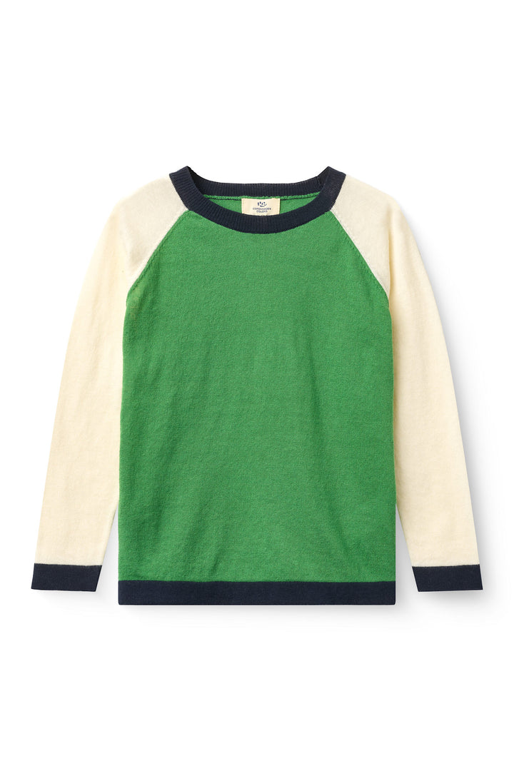 Light Knitted Color Block T-Shirt Ls - Sharp Green Comb.