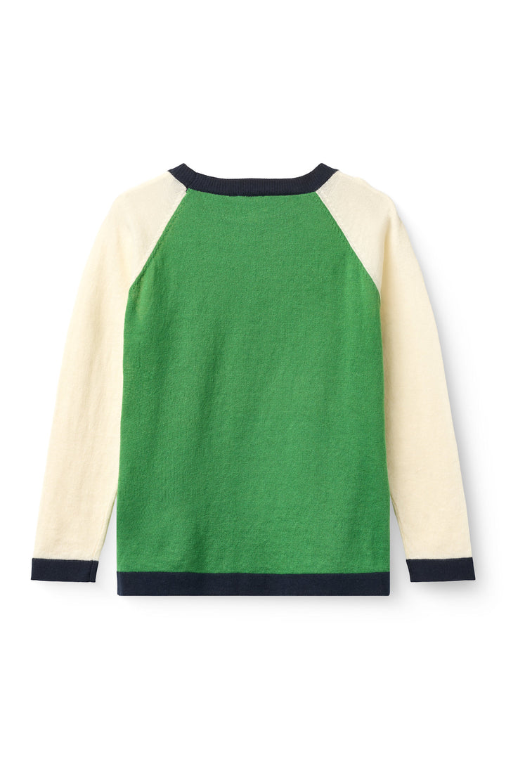 Light Knitted Color Block T-Shirt Ls - Sharp Green Comb.