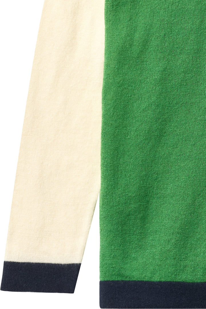 Light Knitted Color Block T-Shirt Ls - Sharp Green Comb.