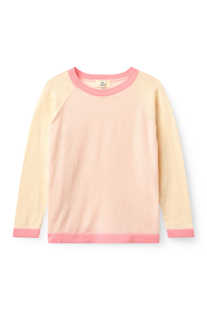 Light Knitted Color Block T-Shirt Ls - Pink Comb.